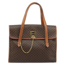 CELINE Macadam Canvas Tote Bag PVC Leather Brown Gold Auth LNZ801-13