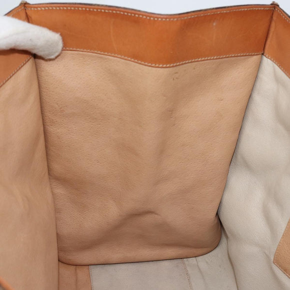 CELINE Macadam Canvas Tote Bag PVC Leather Brown Gold Auth LNZ801
