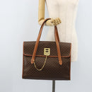 CELINE Macadam Canvas Tote Bag PVC Leather Brown Gold Auth LNZ801-24