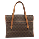 CELINE Macadam Canvas Tote Bag PVC Leather Brown Gold Auth LNZ801-2