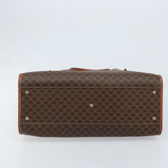CELINE Macadam Canvas Tote Bag PVC Leather Brown Gold Auth LNZ801