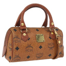 MCM Vicetos Mini Logogram Boston Bag PVC Leather 2way Brown Gold Auth LNZ803-1