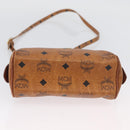 MCM Vicetos Mini Logogram Boston Bag PVC Leather 2way Brown Gold Auth LNZ803-5