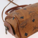 MCM Vicetos Mini Logogram Boston Bag PVC Leather 2way Brown Gold Auth LNZ803-18