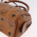 MCM Vicetos Mini Logogram Boston Bag PVC Leather 2way Brown Gold Auth LNZ803-19