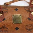 MCM Vicetos Mini Logogram Boston Bag PVC Leather 2way Brown Gold Auth LNZ803-12