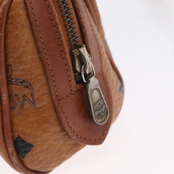 MCM Vicetos Mini Logogram Boston Bag PVC Leather 2way Brown Gold Auth LNZ803