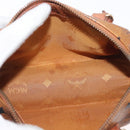 MCM Vicetos Mini Logogram Boston Bag PVC Leather 2way Brown Gold Auth LNZ803-10