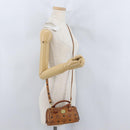 MCM Vicetos Mini Logogram Boston Bag PVC Leather 2way Brown Gold Auth LNZ803-24