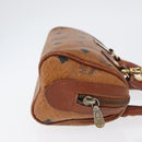 MCM Vicetos Mini Logogram Boston Bag PVC Leather 2way Brown Gold Auth LNZ803-3