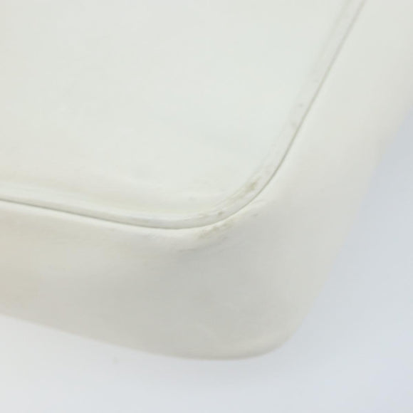 CELINE Star Ball Chain Shoulder Bag Leather White Silver Auth LNZ806