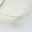 CELINE Star Ball Chain Shoulder Bag Leather White Silver Auth LNZ806-14