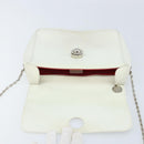 CELINE Star Ball Chain Shoulder Bag Leather White Silver Auth LNZ806-10