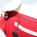 CELINE Star Ball Chain Shoulder Bag Leather White Silver Auth LNZ806-21