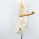 CELINE Star Ball Chain Shoulder Bag Leather White Silver Auth LNZ806-24