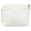 CELINE Star Ball Chain Shoulder Bag Leather White Silver Auth LNZ806-2