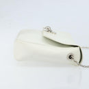 CELINE Star Ball Chain Shoulder Bag Leather White Silver Auth LNZ806-3