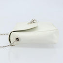 CELINE Star Ball Chain Shoulder Bag Leather White Silver Auth LNZ806-4