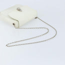 CELINE Star Ball Chain Shoulder Bag Leather White Silver Auth LNZ806-7