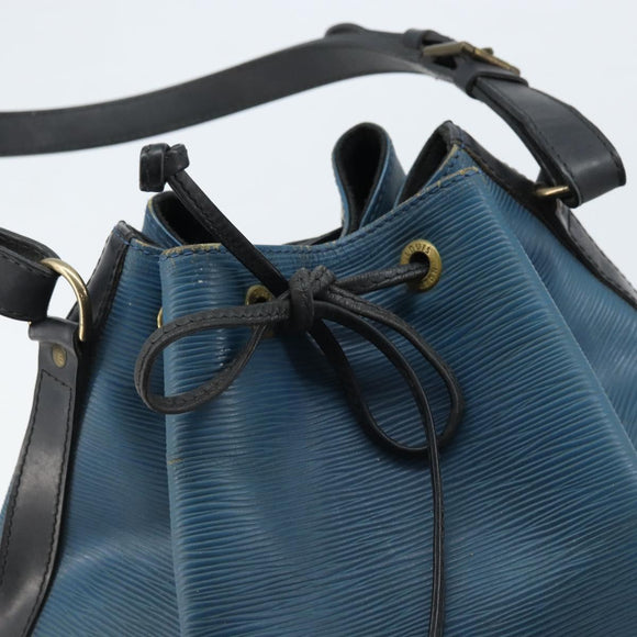 LOUIS VUITTON Epi Petit Noe Shoulder Bag Bicolor Black Blue M44152 Auth LNZ816