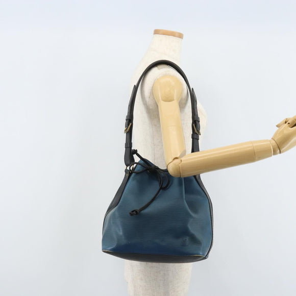LOUIS VUITTON Epi Petit Noe Shoulder Bag Bicolor Black Blue M44152 Auth LNZ816