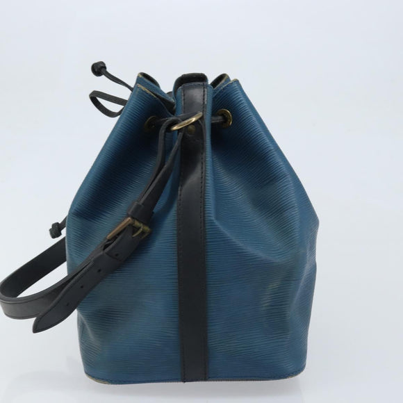 LOUIS VUITTON Epi Petit Noe Shoulder Bag Bicolor Black Blue M44152 Auth LNZ816