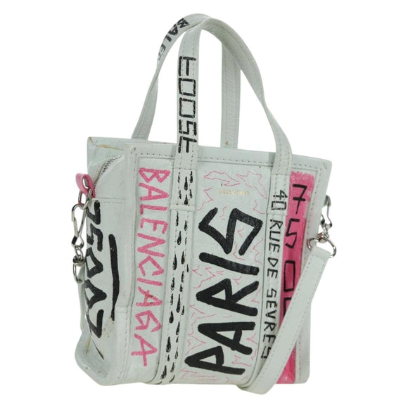BALENCIAGA Graffiti Bazaar Shopper XXS Bag Leather 2way 513988 Auth LNZ819V