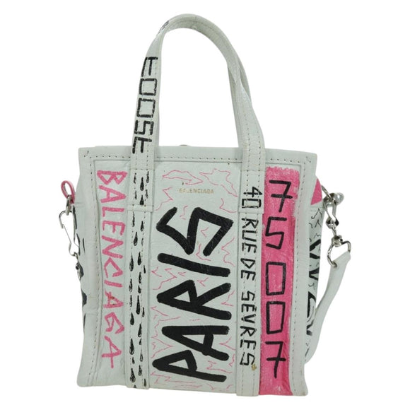BALENCIAGA Graffiti Bazaar Shopper XXS Bag Leather 2way 513988 Auth LNZ819V