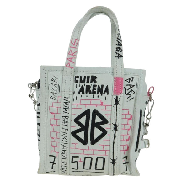 BALENCIAGA Graffiti Bazaar Shopper XXS Bag Leather 2way 513988 Auth LNZ819V