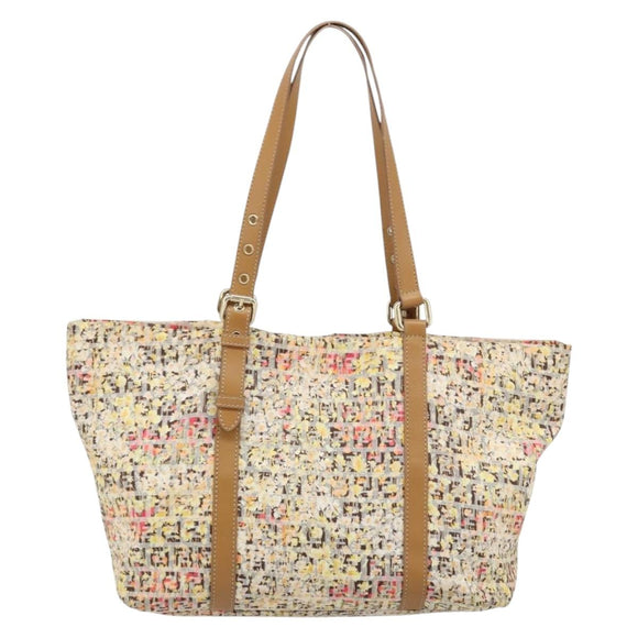 FENDI Zucchino Canvas Tote Bag Multicolor Gold Auth LNZ820V