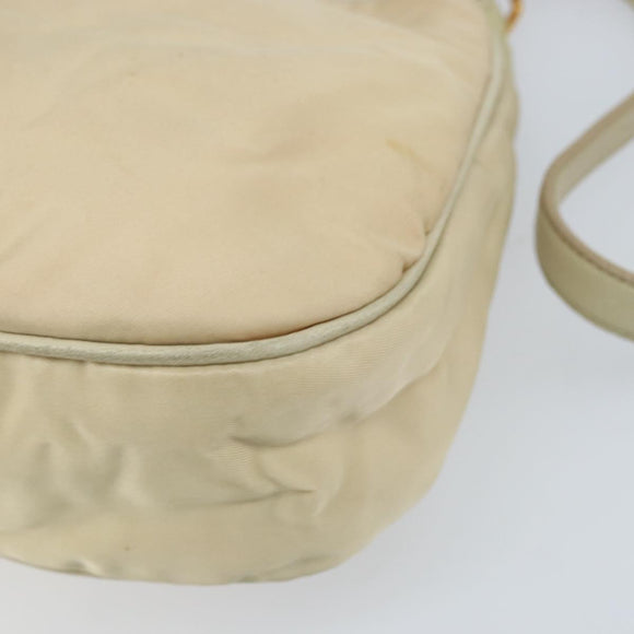 PRADA Shoulder Bag Nylon Beige Gold Auth LNZ823