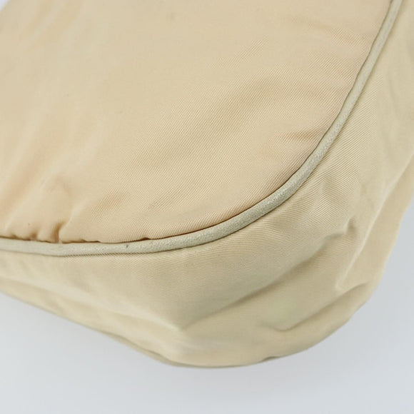 PRADA Shoulder Bag Nylon Beige Gold Auth LNZ823