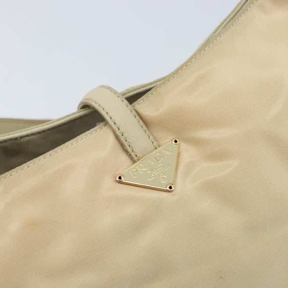 PRADA Shoulder Bag Nylon Beige Gold Auth LNZ823