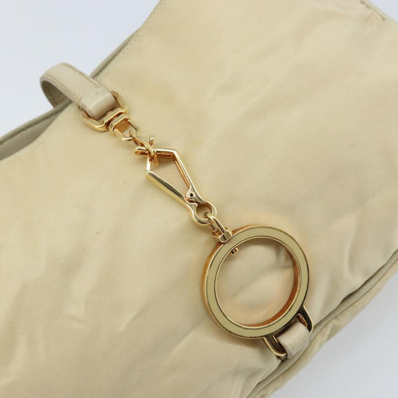 PRADA Shoulder Bag Nylon Beige Gold Auth LNZ823