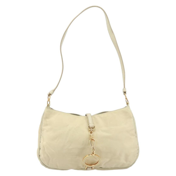 PRADA Shoulder Bag Nylon Beige Gold Auth LNZ823
