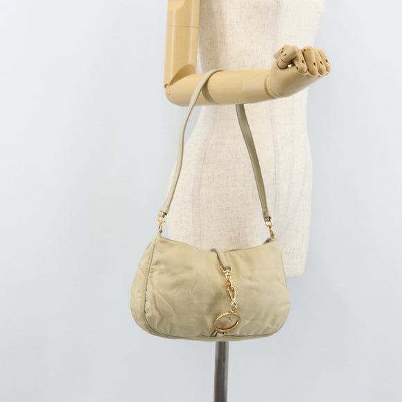 PRADA Shoulder Bag Nylon Beige Gold Auth LNZ823