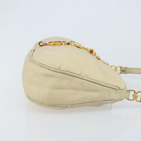 PRADA Shoulder Bag Nylon Beige Gold Auth LNZ823