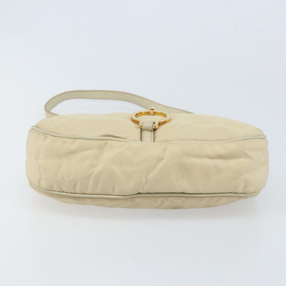 PRADA Shoulder Bag Nylon Beige Gold Auth LNZ823