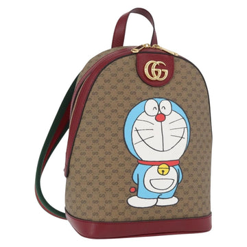 GUCCI Micro GG Supreme Doraemon Backpack PVC Beige Gold 647816 Auth LNZ825SAM