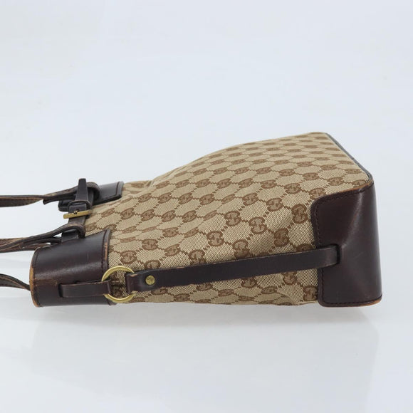 GUCCI GG Canvas Hand Bag Beige Gold 107757 Auth LNZ827