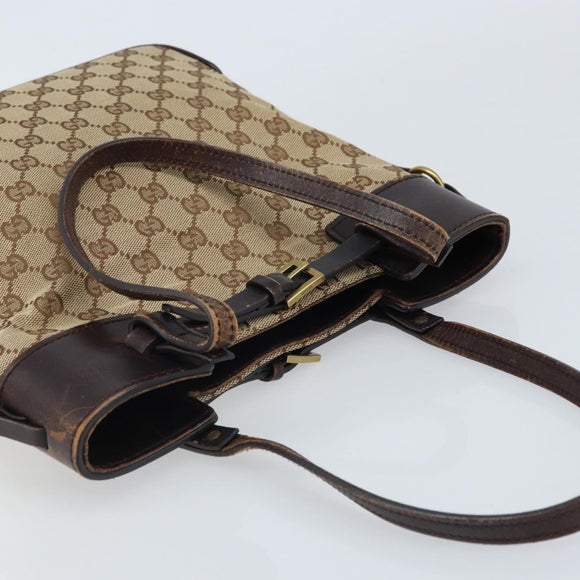 GUCCI GG Canvas Hand Bag Beige Gold 107757 Auth LNZ827