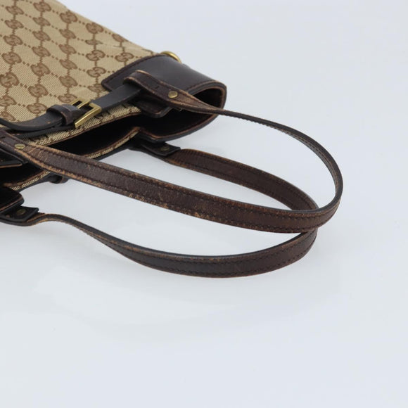 GUCCI GG Canvas Hand Bag Beige Gold 107757 Auth LNZ827