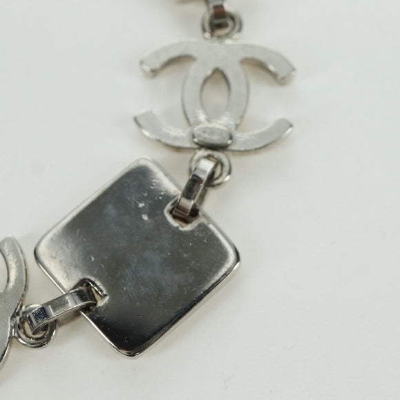 CHANEL COCO Mark Bracelet metal Silver CC Auth LNZ837V