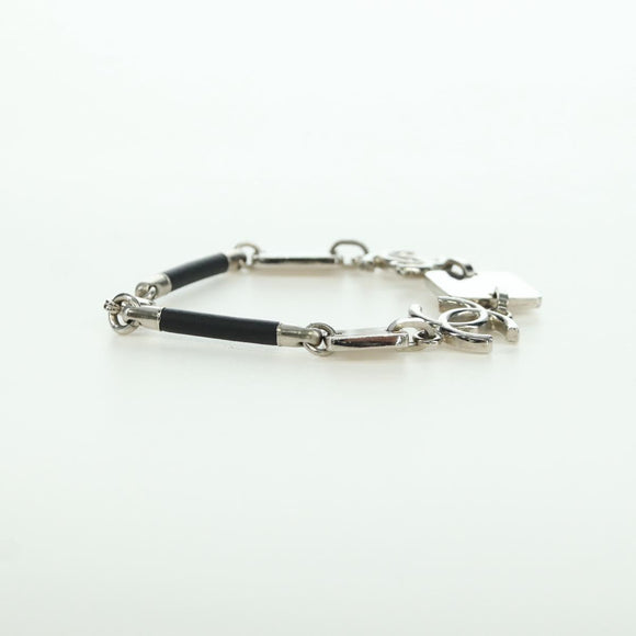 CHANEL COCO Mark Bracelet metal Silver CC Auth LNZ837V