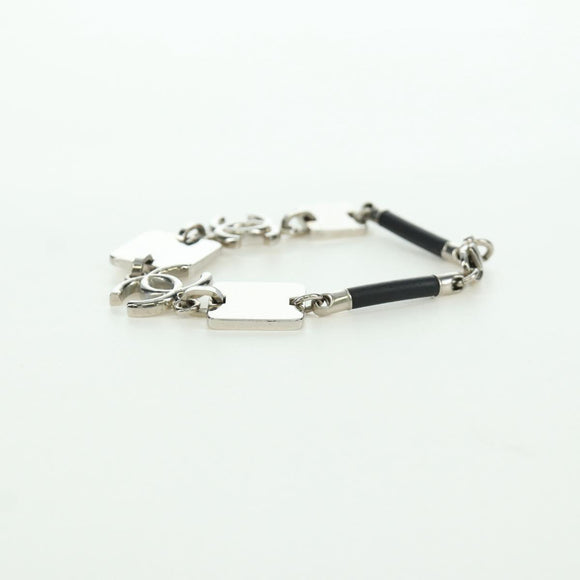 CHANEL COCO Mark Bracelet metal Silver CC Auth LNZ837V