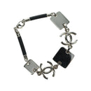 CHANEL COCO Mark Bracelet metal Silver CC Auth LNZ837V-1