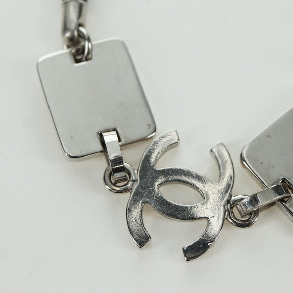 CHANEL COCO Mark Bracelet metal Silver CC Auth LNZ837V