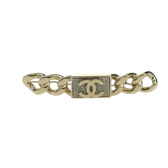 CHANEL Valletta Haarspange Metall Champagner Gold CC Auth LNZ846M