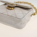 CHANEL Minimini Matelasse 7 Pouch Leather White Gold CC Auth LNZ849-9