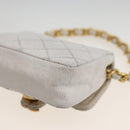 CHANEL Minimini Matelasse 7 Pouch Leather White Gold CC Auth LNZ849-15